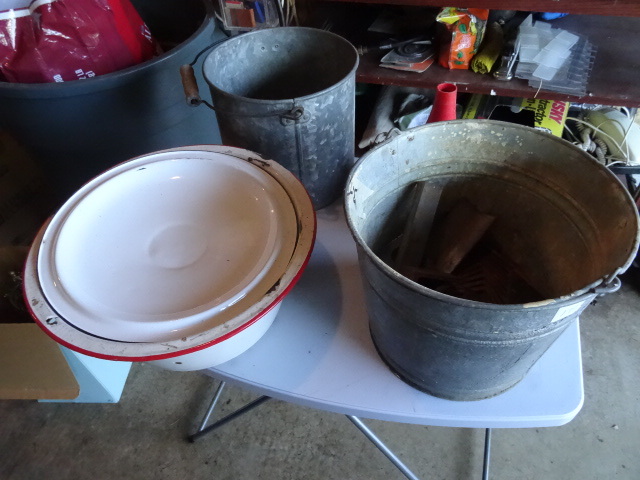 lot 171 image: Angle Brackets Vintage Pots and Pans