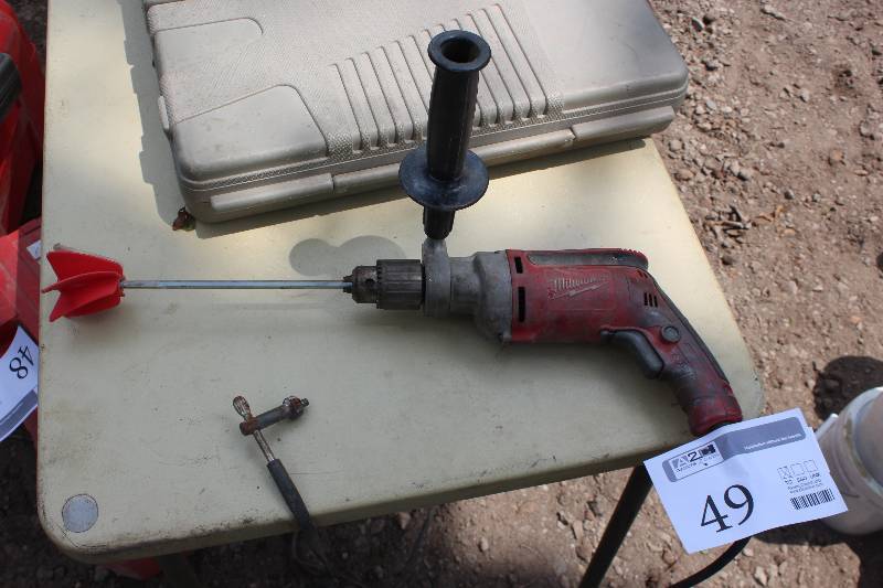 lot 49 image: Milwaukee Tools Heavy Duty 12in. Drill w Mixer Attachment