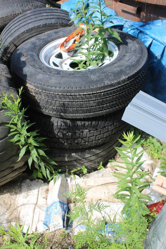 lot 11 image: Lot of (3) ST23585R16 Tires w 16in. 8-Bolt Wheels