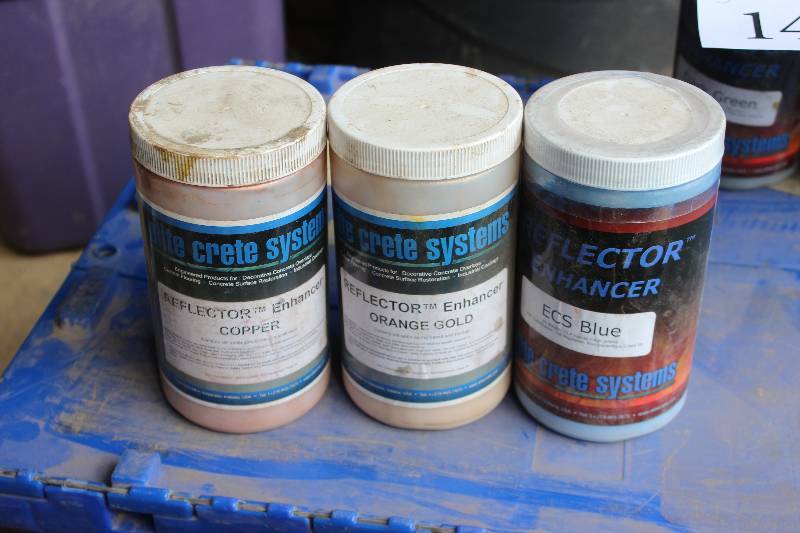 lot 142 image: Lot of (3) Bottles Concrete Reflector Enhanser - Copper Orange, Blue