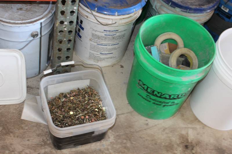 lot 187 image: Lot of (2) Buckets of Screws, Nails, And More