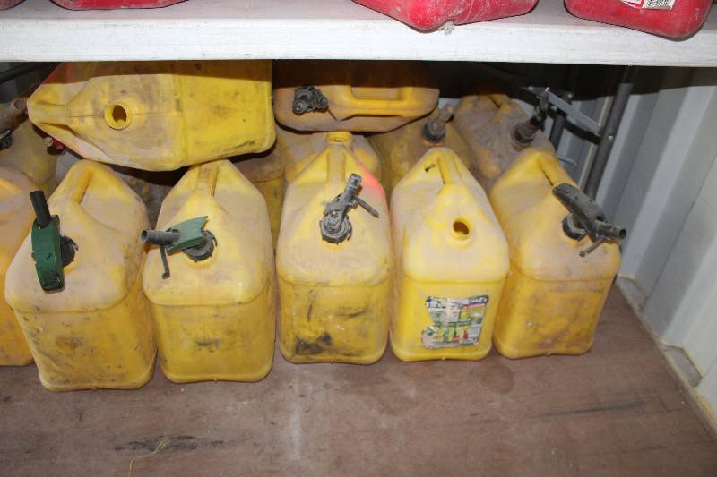 lot 242 image: Lot of (9) Yellow Plastic Diesel Cans