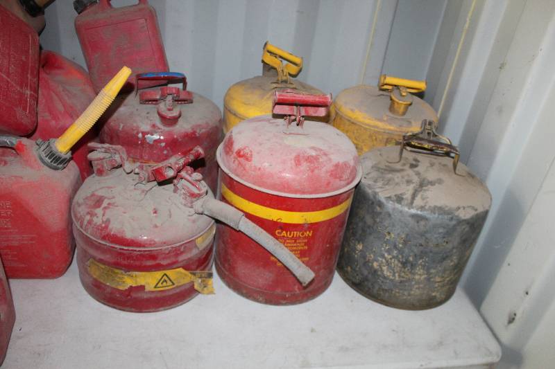 lot 245 image: Lot of (6) Metal Gasoline Cans