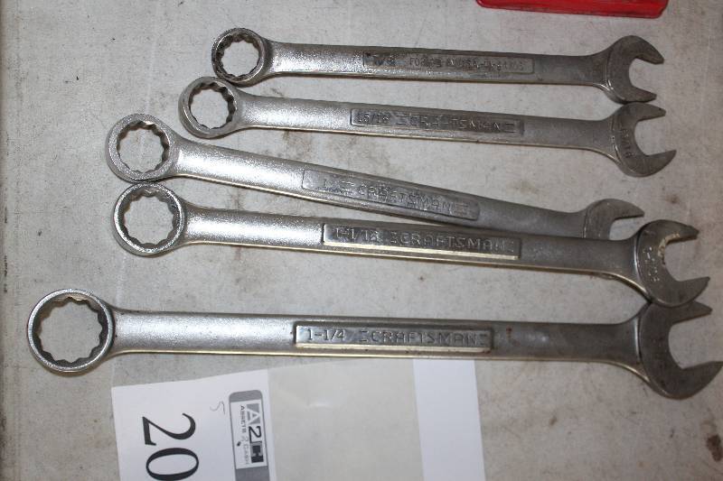 lot 207 image: Lot of (5) Craftsman SAE Open-end Wrenches