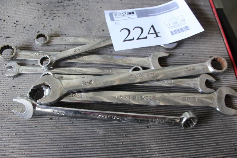 lot 224 image: Lot of (8) SAE Open-end Wrenches
