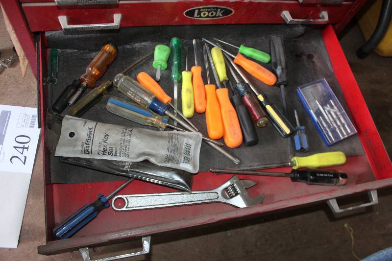 lot 240 image: Screwdrivers, Hex Key Set, Adjustable Wrench