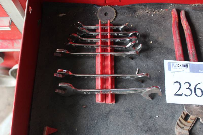 lot 236 image: Lot of (7) Snap-on SAE Open-end Wrenches