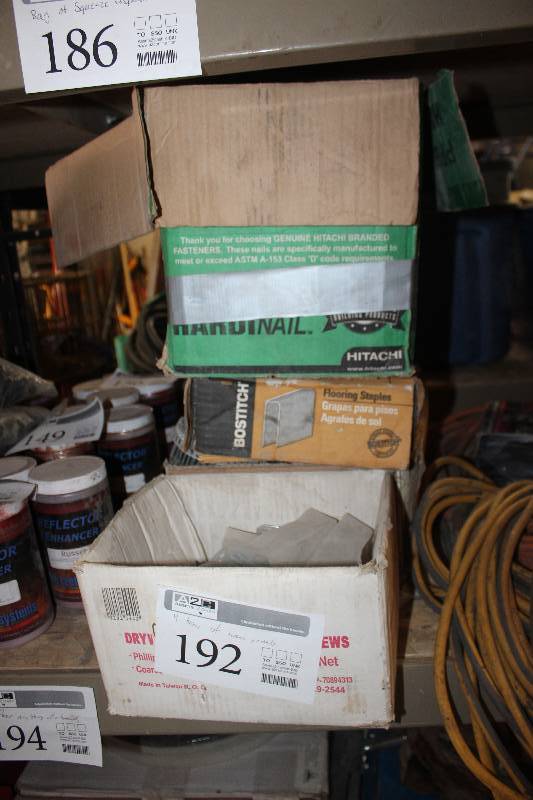 lot 192 image: Lot of (4) Boxes of Screws, Nails