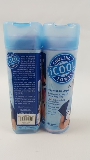 lot 91 image: Lot of 2 New Frogg Toggs iCool Sport Evaporative Cooling Towel Pink