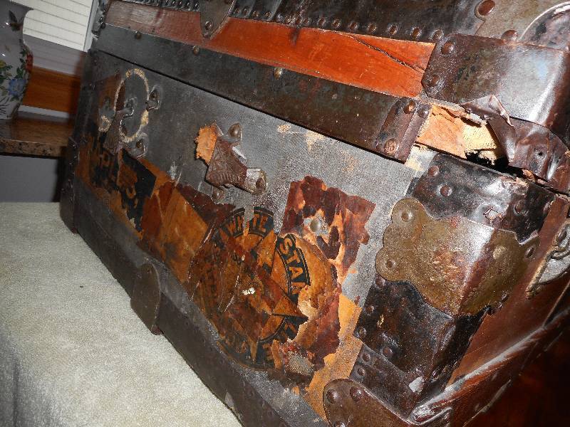 Antique Wooden Immigrant Trunk