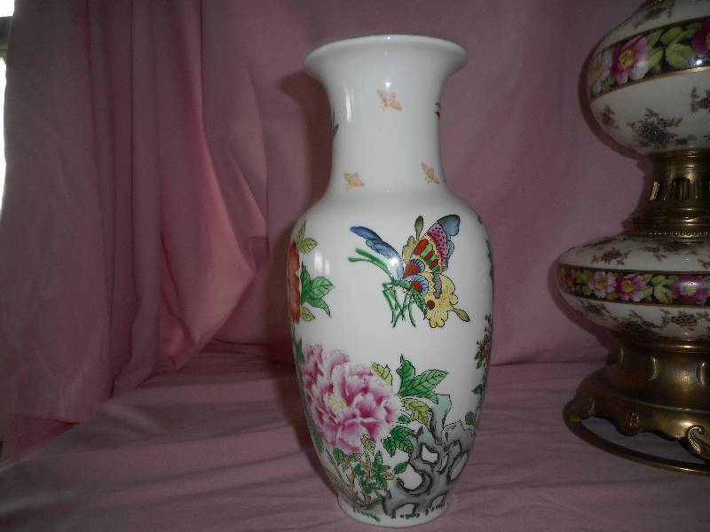 Porcelain Lamp,  Quimper Vase & Macau Vase