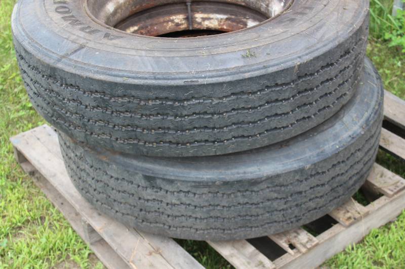 lot 31 image: Lot of (2) Kelly Armorsteel 29575R22.5 Truck Tires w Outer Rims