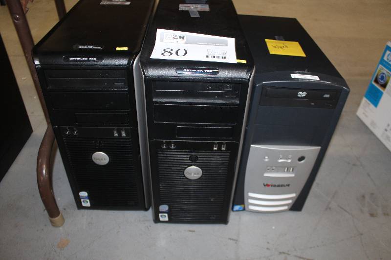lot 80 image: Lot of (3) Desktop Computers Includes Dell Optiplex 745,755, Voyageur