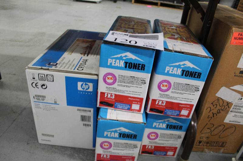 lot 120 image: Lot of (5) Boxes of Printer Toner Includes 4) Peak Toner FX3 AND 1) HP C9704A