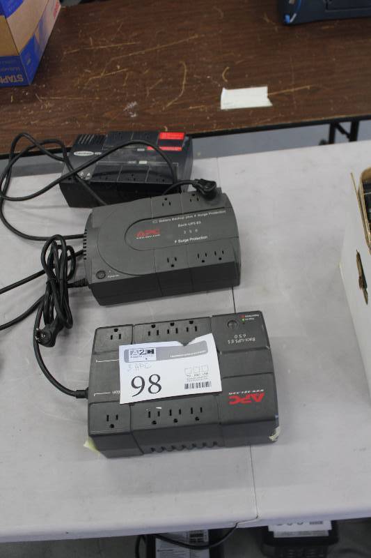 lot 98 image: Lot of (3) UPS Includes APC Back-UPS E S 650, APC Back-UPS ES 350, CyberPower 425VA