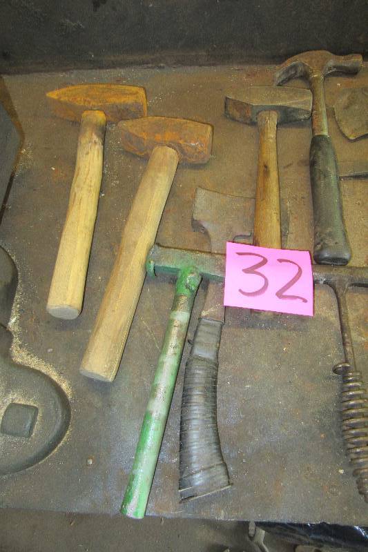 lot 32 image: Lot of misc. Sizes and types of hammers as pictured