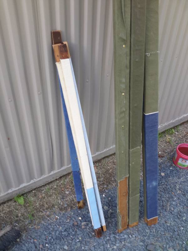 lot 105 image: 1 x 4 boards that are covered with material
