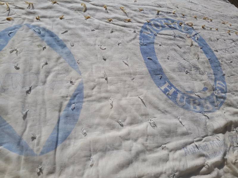 lot 41 image: Blanket made from Flour Sacks from the Hubbard Flour Mill