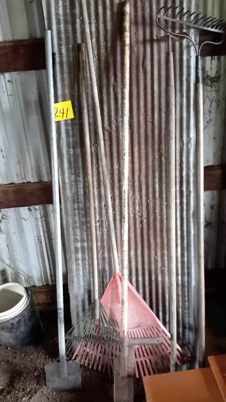 lot 241 image: Large sheet of Galvanized roofing 2ft x 8 ft other tool items as pictured