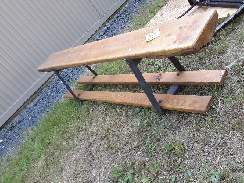 lot 304 image: Nice 12 Timber Bench with boot Rack..