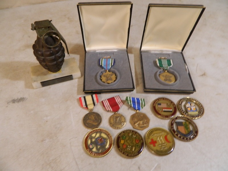lot 22 image: Military Medals, Coins, Etc