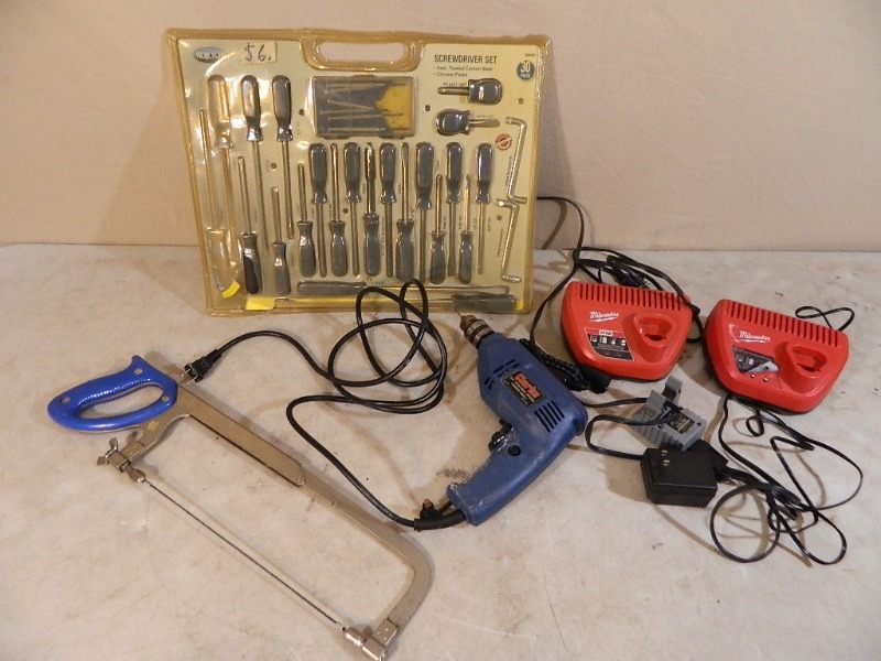 lot 53 image: Drill, Tools, and More