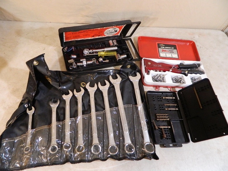 lot 58 image: Rivet Set, Wrench Set, Sockets, and More