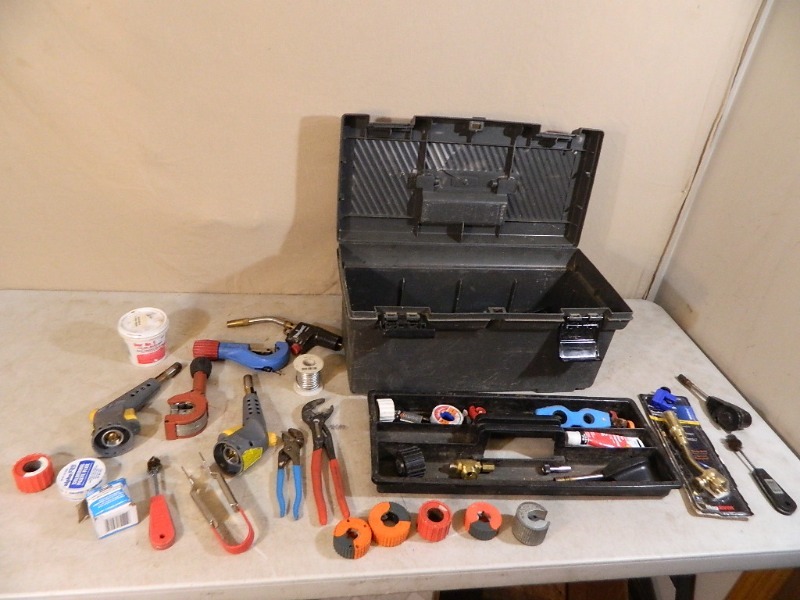 lot 73 image: Box Of Plumbing Tools and Supplies