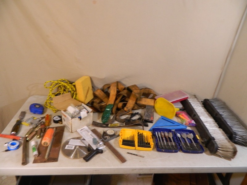 lot 74 image: Drill Bits, Tow Strap, Hand Tools, and More