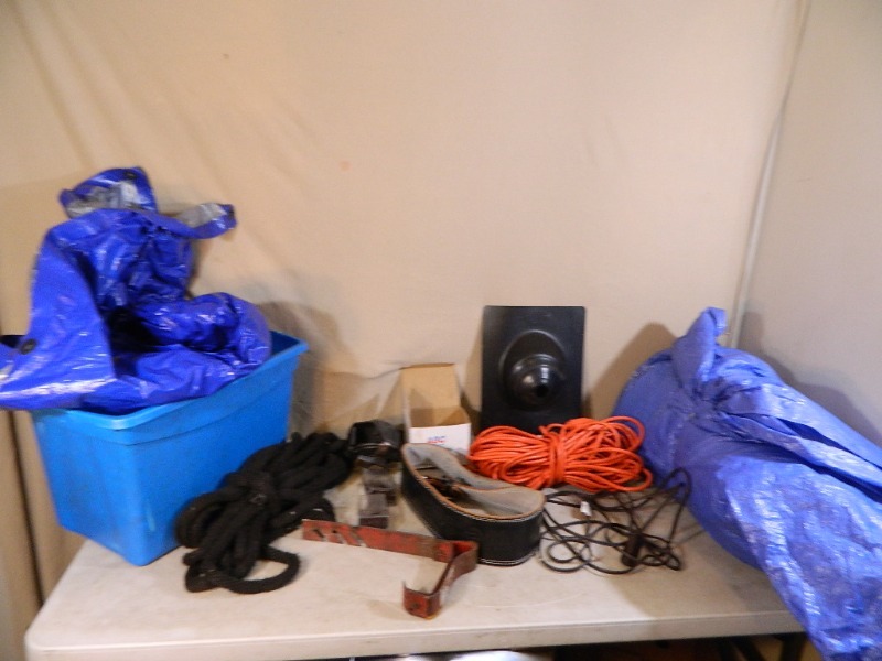 lot 75 image: Tarps, Extension Cords, and More