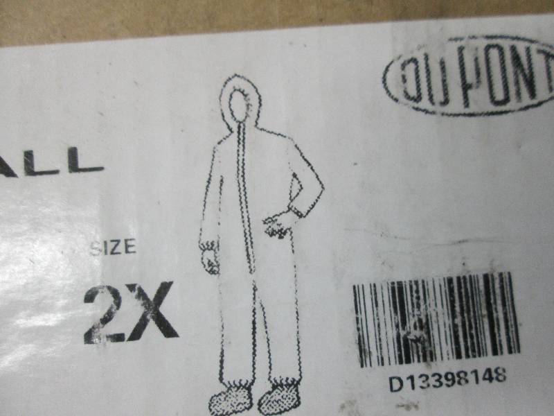 lot 91 image: Case of 25 DuPont Tyvek 2XL Safety ...