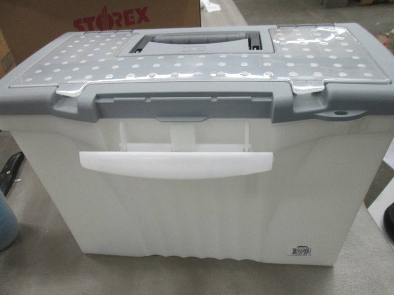 lot 111 image: Storex Portable Plastic File Organi...