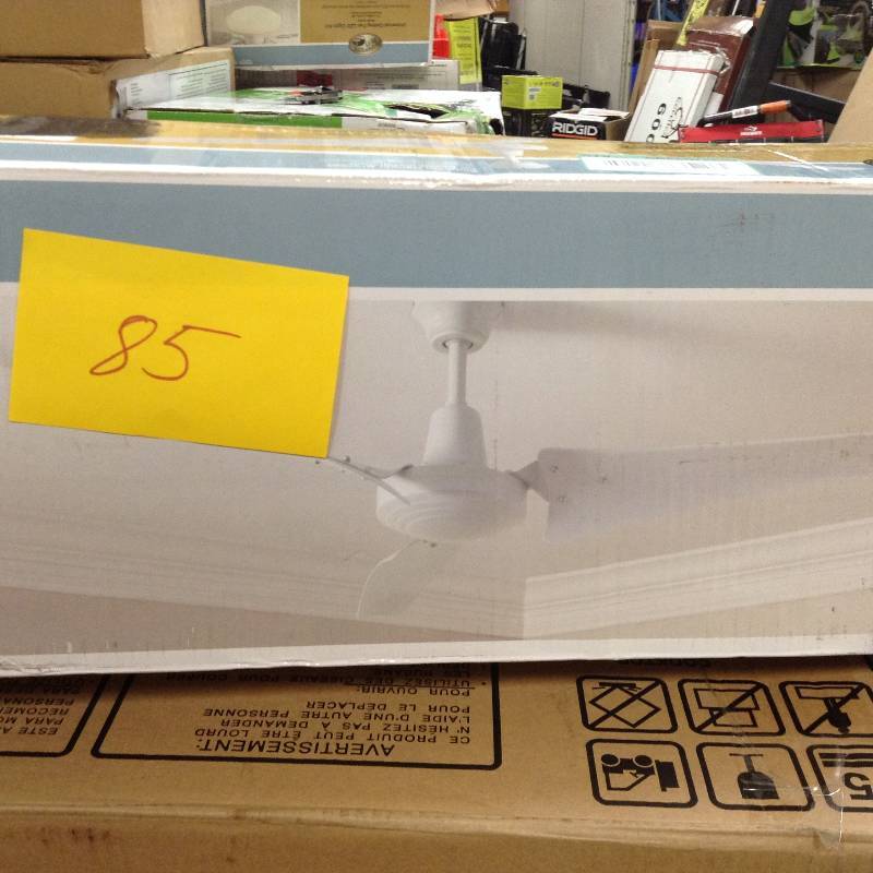 lot 85 image: Hampton Bay Industrial 60 in. White Energy Star Ceiling Fan open box never used
