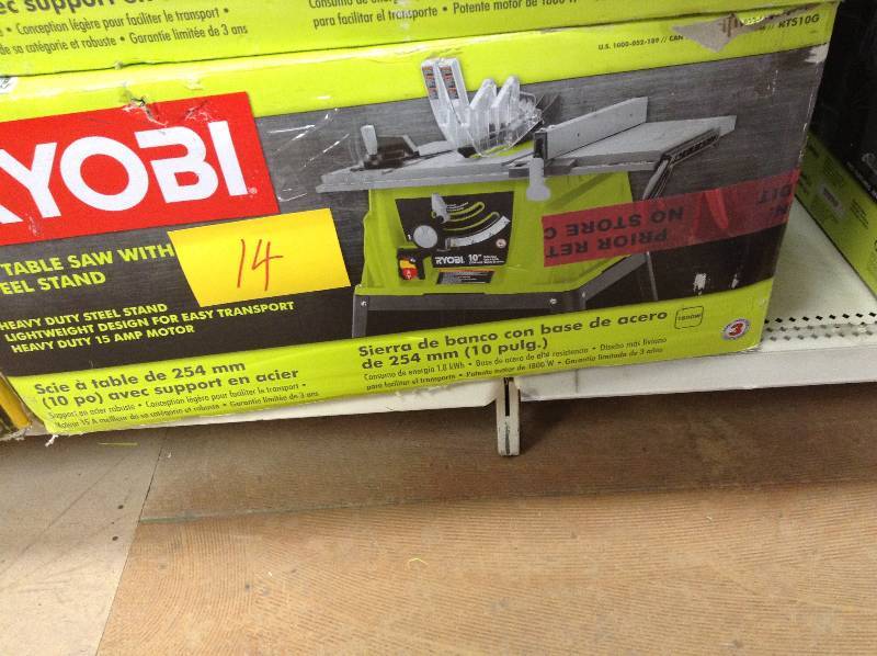 lot 14 image: Ryobi Table Saw with steel stand