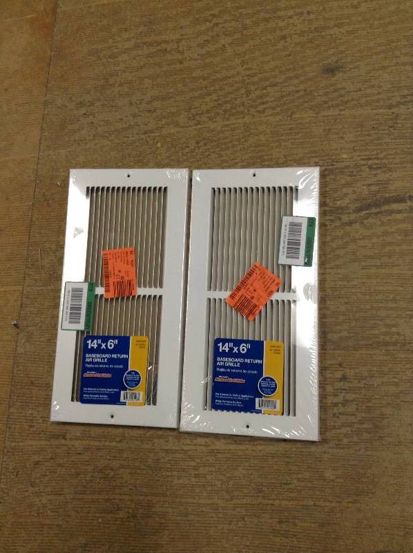 lot 27 image: Lot of 2 Baseboard Return Air Grilles 14 x 6
