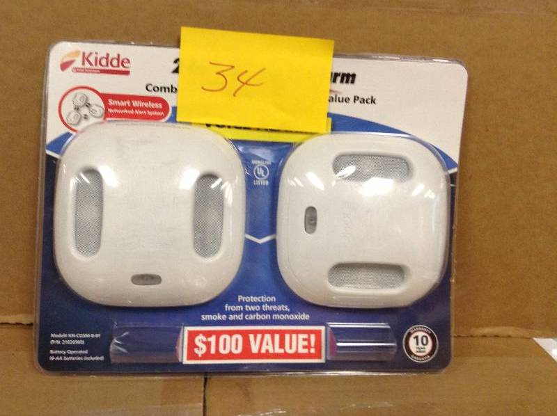 lot 34 image: Kidde 2 in 1  Wireless Alarm Combination Smoke and CO Alarm value pack
