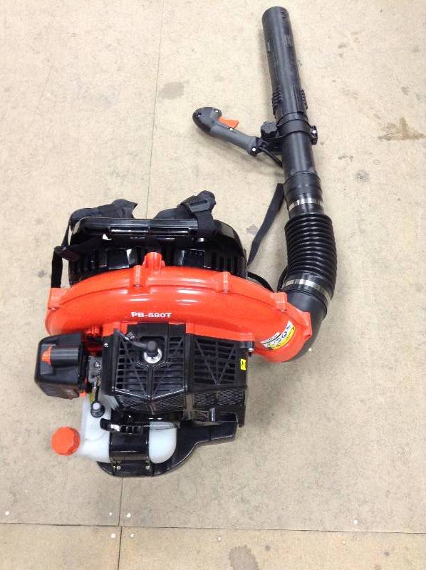 lot 54 image: ECHO 215 MPH 510 CFM 58.2cc Gas Backpack Blower with Tube Throttle Model#  PB-580T in like New working conditions
