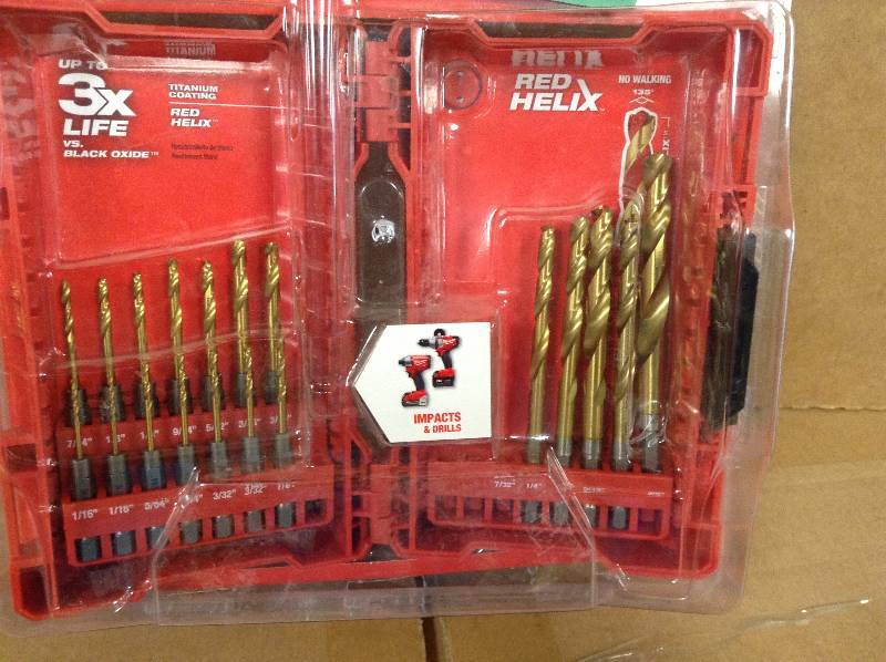 lot 64 image: Milwaukee Shockwave Titanium Red Helix Drill Bit Set
