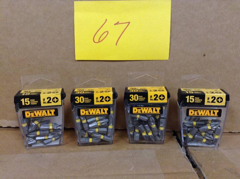 lot 67 image: Lot of 4 boxes  DEWALT 1 in. Phillips #2 Bit Tip (30-Piece)box New
