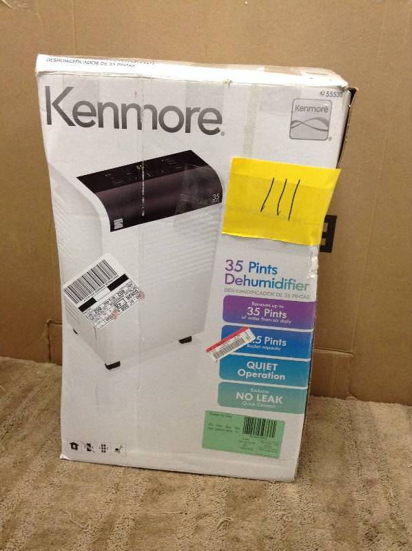 lot 111 image: Kenmore KM30 35 Pint Dehumidifier open box never used