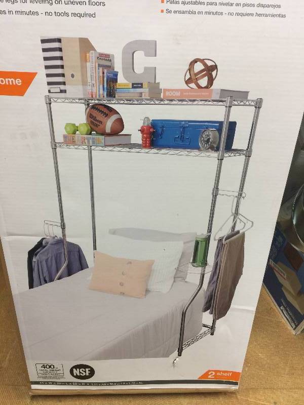lot 127 image: HDX 44 in. W x 68 in. H x 20 in. D Dorm Space Saver in Chrome New