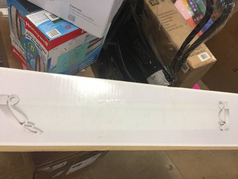 lot 128 image: Hampton Bay Regency 4-Light Brushed Nickel T8 Fluorescent Ceiling Light open box never used