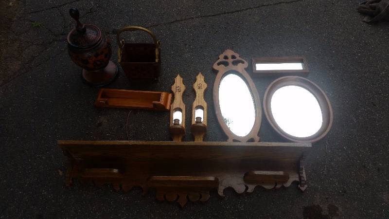 lot 54 image: Wood Wall Shelves, Mirrors