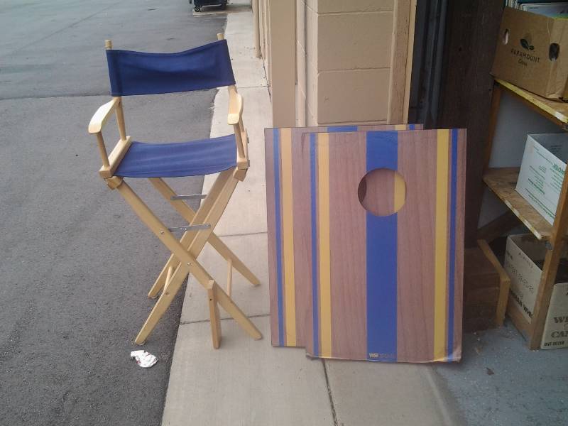 lot 8 image: Tall Directors Chair & Corn Hole Game No Bags