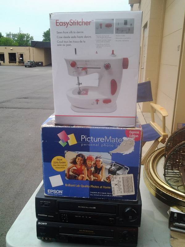 lot 11 image: Easy Stitcher Beginner Sewing Machine, Epson Picture Mate, 2-VCRs Sony & Goldstar