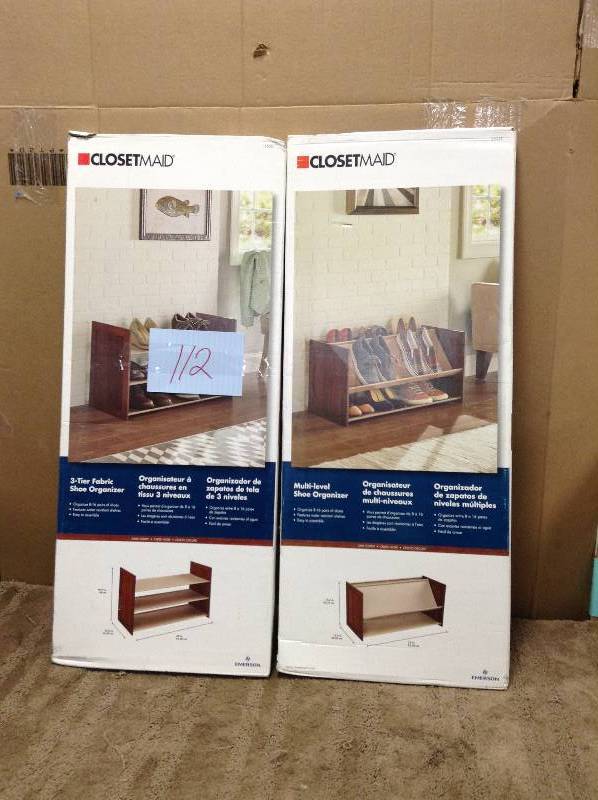Lot of 2 Closetmaid 3 Tier Fabric Shoe Organizer