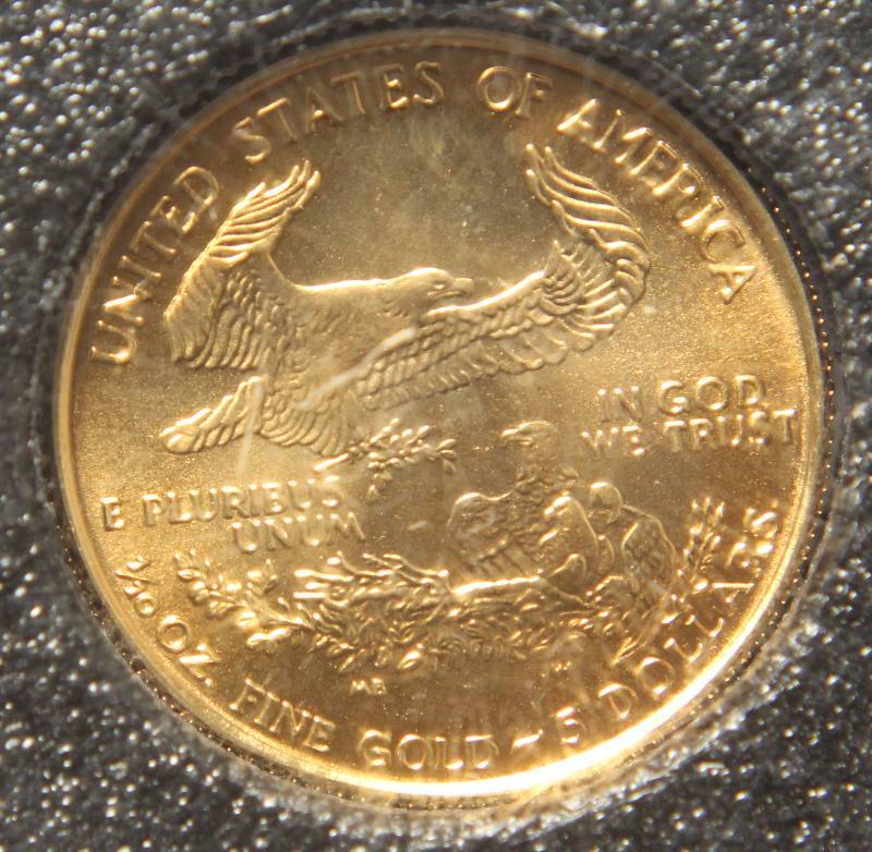 1999 $5 AMERICAN GOLD EAGLE 110TH OZ. PURE GOLD IN AIRTITE HOLDER
