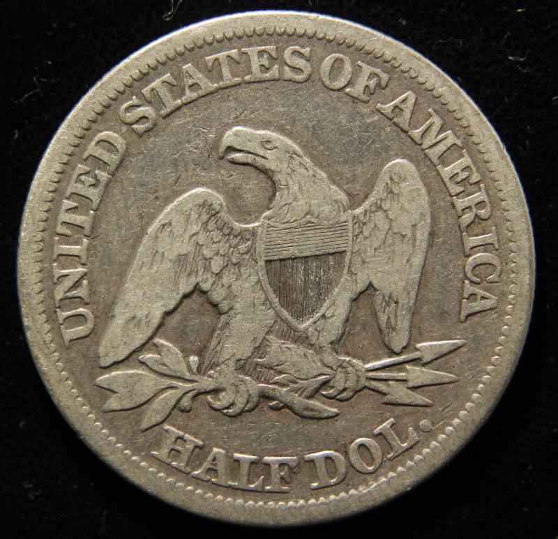 1854 SEATED LIBERTY SILVER HALF DOLLAR FINE