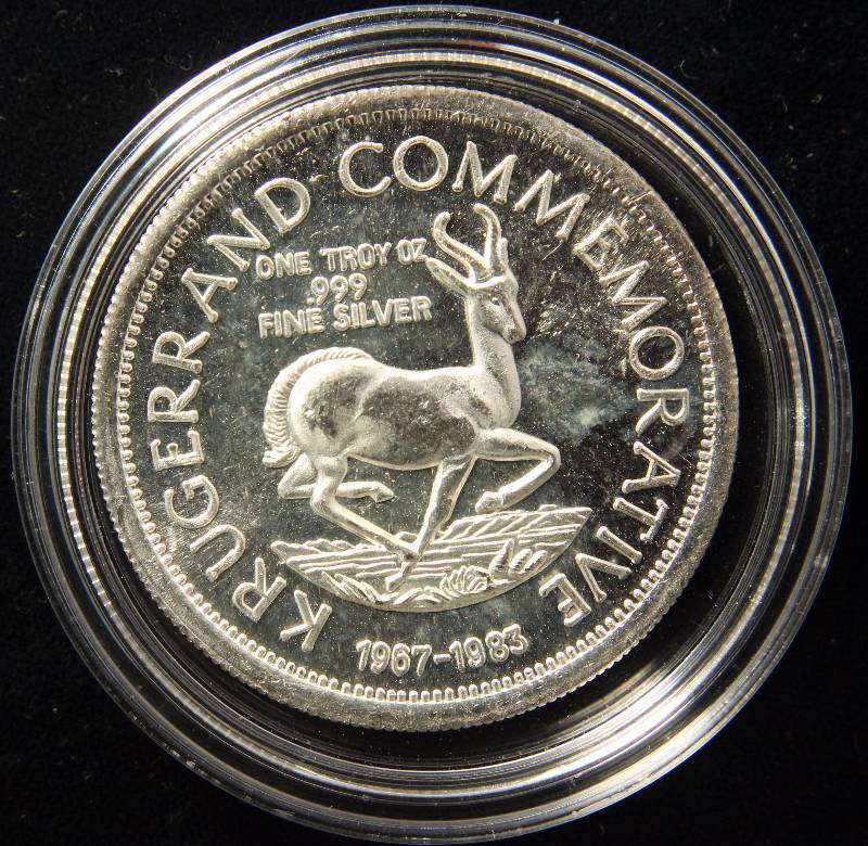 1 TROY OZ. .999 FINE SILVER KRUGERRAND COMMEMORATIVE IN AIRTITE HOLDER