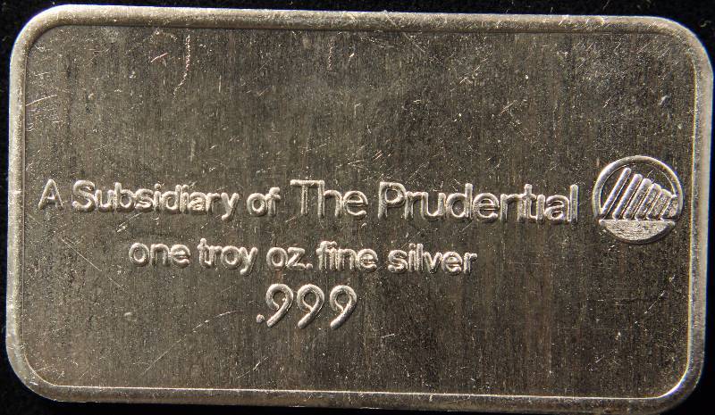 1 TROY OZ. .999 FINE SILVER BAR BACHE METAL PRUDENTIAL FINANCIAL
